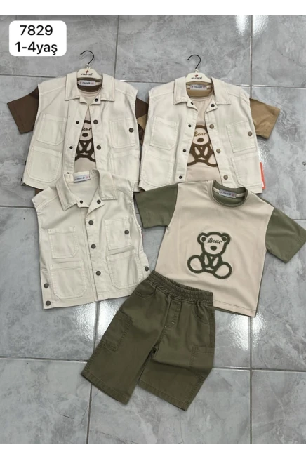 Yelekli Tişörtlü Şort Takım