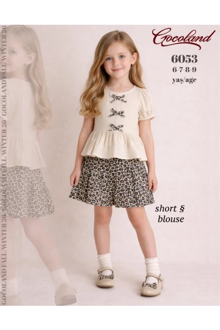 6-9 سنة فتاة بلوزة طقم شرط