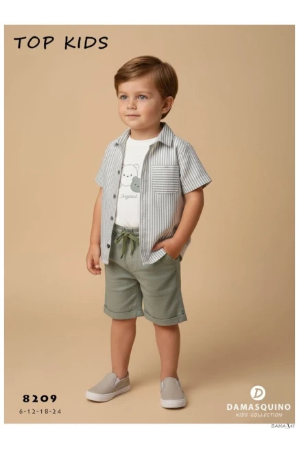 Gömlekli Tişörtlü Şort Takım