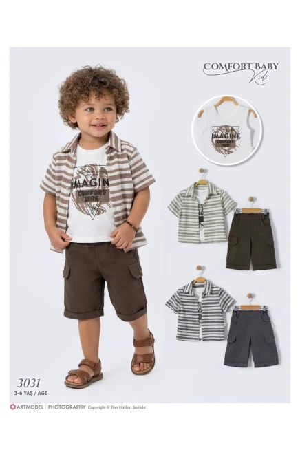 Gömlekli Tişörtlü Şort Takım 