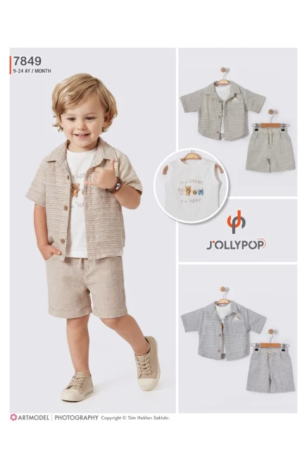 Gömlekli Tişörtlü Şort Takım