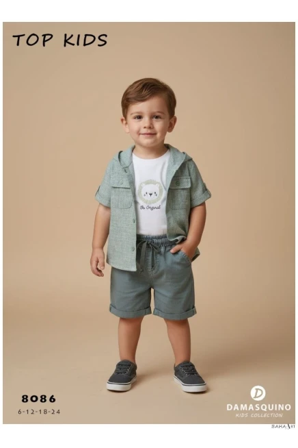 Gömlekli Tişörtlü Şort Takım