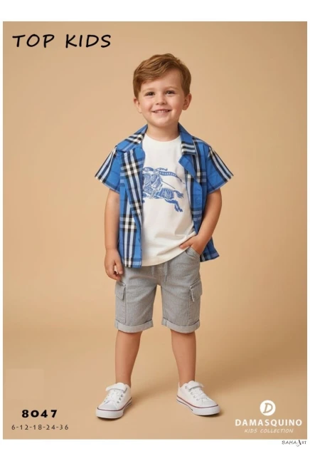 Gömlekli Tişörtlü Şort Takım