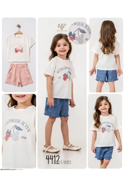 2-5 YEAR Girl SHORTS SET WITH T-SHIRT