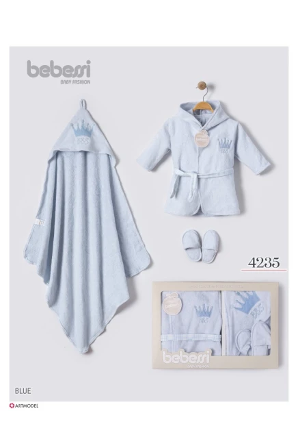 Bornozlu Havlulu Terlikli Set