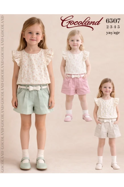 Çiçekli Bluzlu Şort Takım 