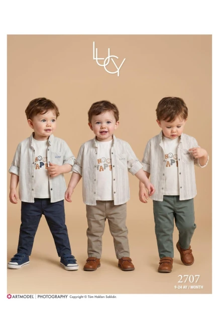 Gömlekli Tişörtlü Pantolonlu Takım