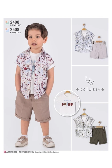 Gömlekli Tişörtlü Şort Takım