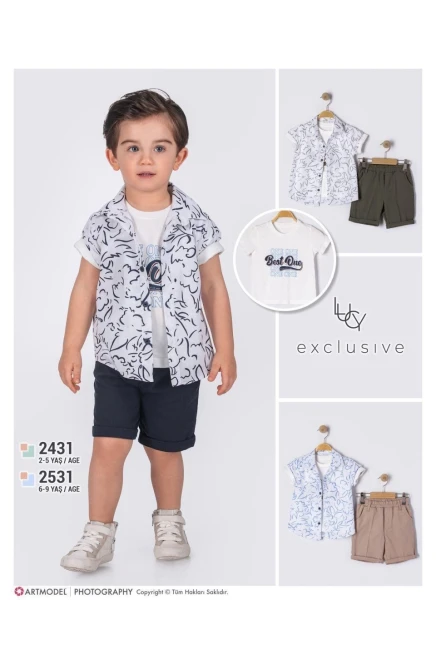 Gömlekli Tişörtlü Şort Takım