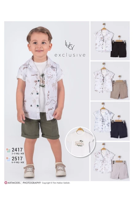 Gömlekli Tişörtlü Şort Takım