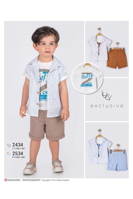 Gömlekli Tişörtlü Şort Takım