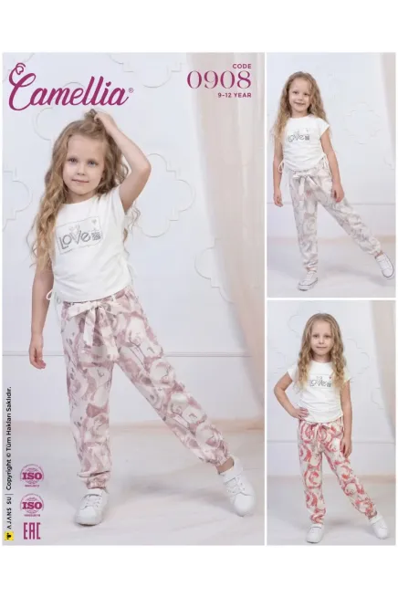 Bluzlu Desenli Pantolon Takım