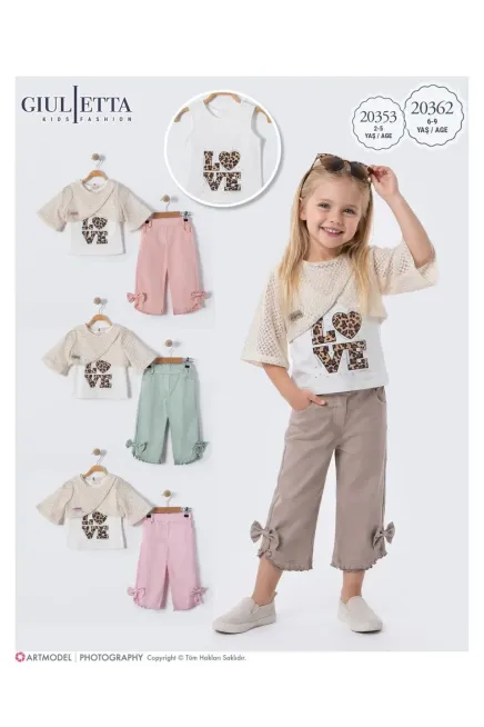 Bolerolu Tişörtlü Kaprili Takım