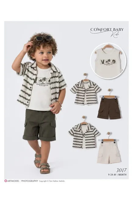 Gömlekli Tişörtlü Şort Takım