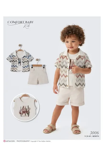 Gömlekli Tişörtlü Şort Takım