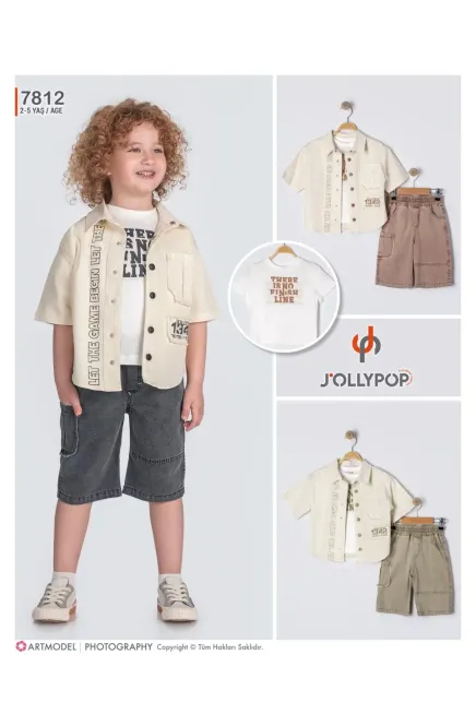 Gömlekli Tişörtlü Şort Takım