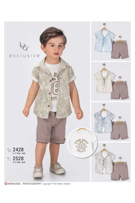 Gömlekli Tişörtlü Şort Takım