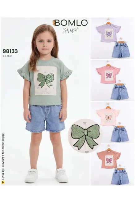 2-5 سنة فتاة بدله تيشرت مع شورت