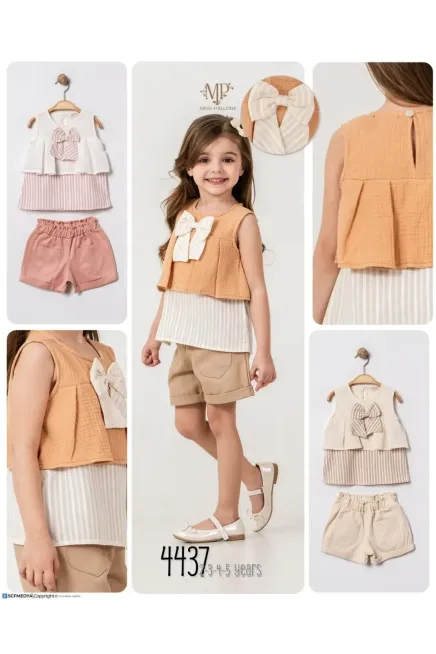 2-5 سنة فتاة بلوزة طقم شرط