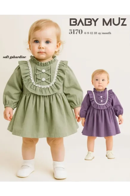 Fırfır Detaylı Fiyonklu Elbise