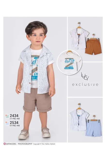 Gömlekli Tişörtlü Şort Takım