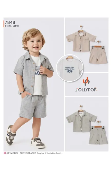 Gömlekli Tişörtlü Şort Takım