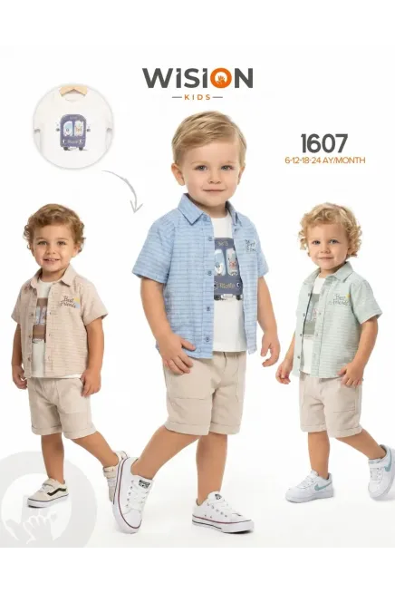 Gömlekli Tişörtlü Şort Takım