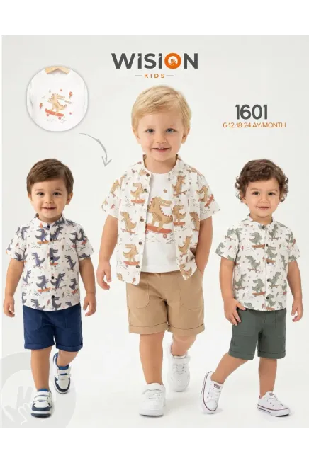 Gömlekli Tişörtlü Şort Takım