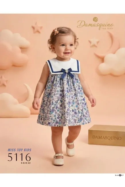 Yakası Fiyonklı Çiçekli Elbise