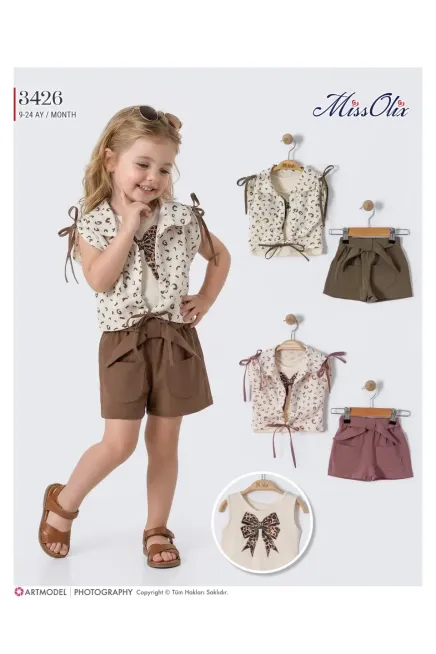 Bağlamalı Gömlekli Bluzlu Şort Takım