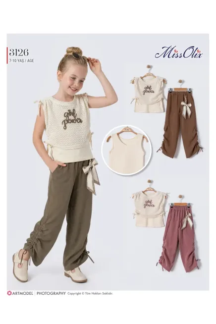 Dantel Bluz Bağcıklı Pantolon Takım