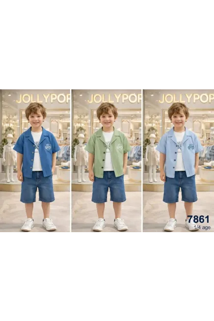 Gömlekli Tişörtlü Şort Takım