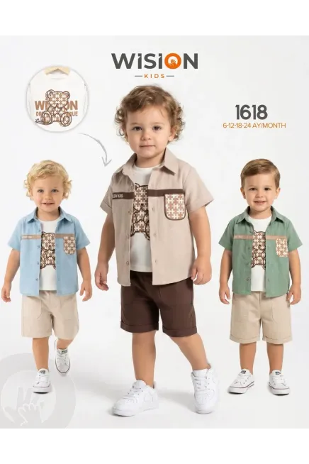 Gömlekli Tişörtlü Şort Takım