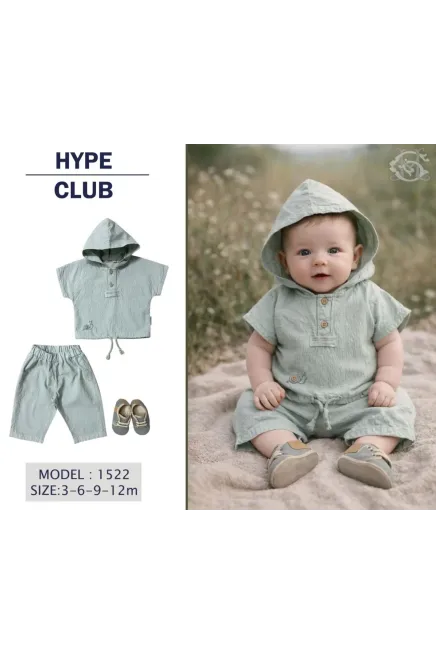 Kapüşonlu Gömlekli Şort Takım