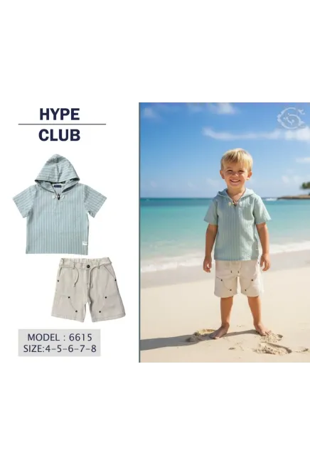 Kapüşonlu Gömlekli Şort Takım