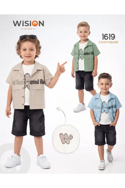 Gömlekli Tişörtlü Şort Takım