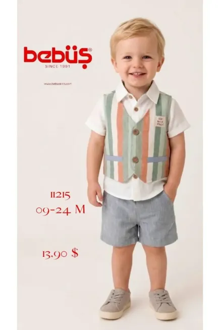 Yelekli Gömlekli Şort Takım