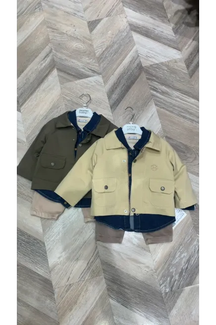 Yelekli Gömlekli Sweatshırtlu Pantolonlu Takım