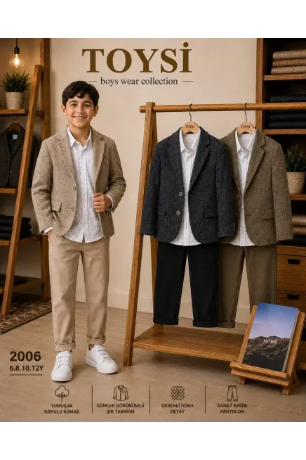 Yelekli Sweatshırlu Gömlekli Pantolonlu Takım