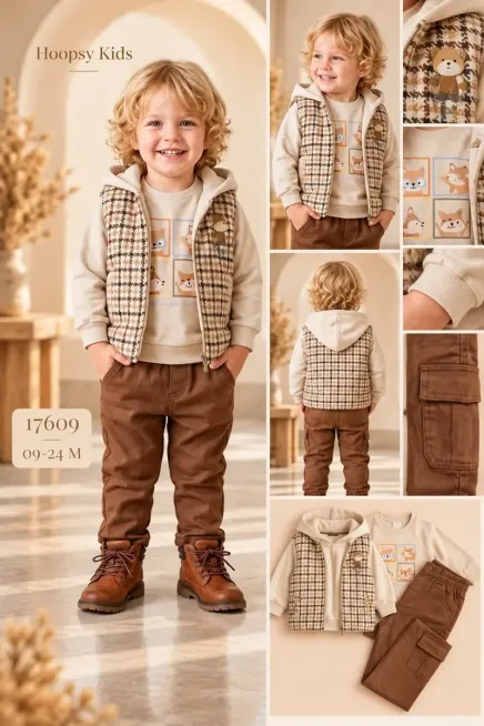 Yelekli Sweatshırtlu Pantolonlu Takım