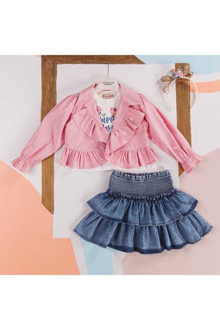 Bluzlu Gömlekli Kot Etekli Takım