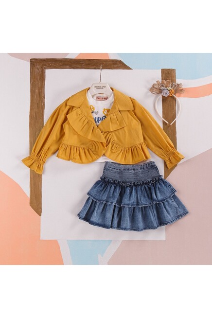 Bluzlu Gömlekli Kot Etekli Takım