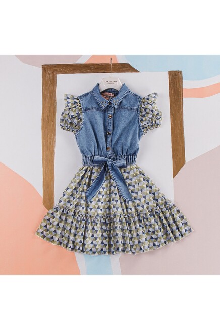 Kot Yeleklli Desenli Elbise