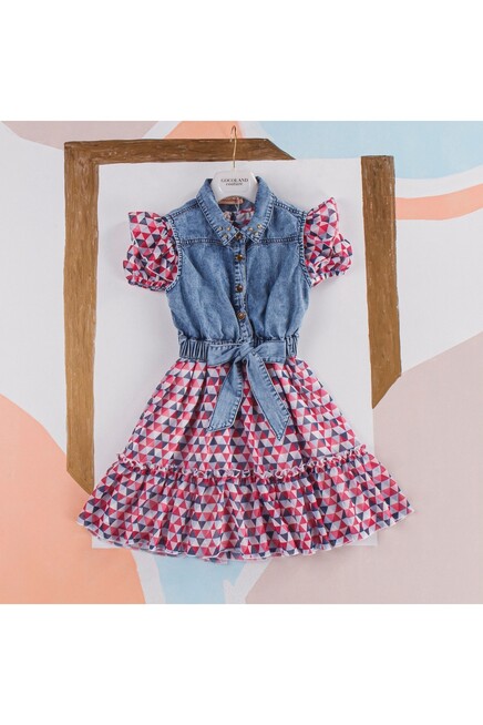 Kot Yeleklli Desenli Elbise