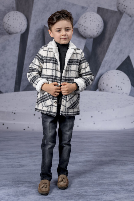 Balikçi Yaka Triko Kivirma Kol Kuzu Yakali Ceket Pantolon Tk