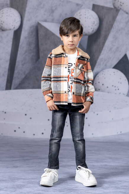 Sweatshirt Kareli Gömlek Ceketli Kot Pantolon Takım