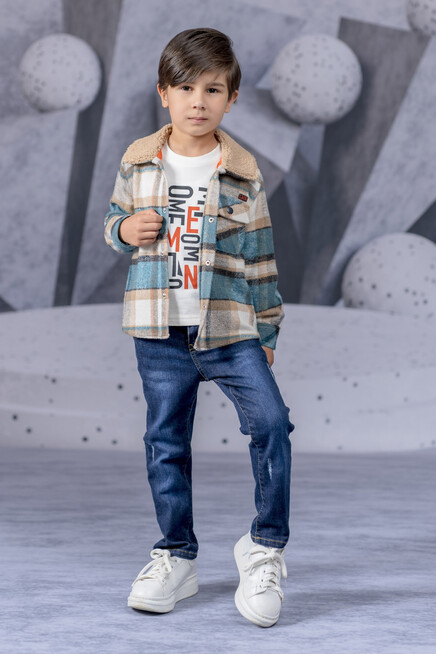 Sweatshirt Kareli Gömlek Ceketli Kot Pantolon Takım