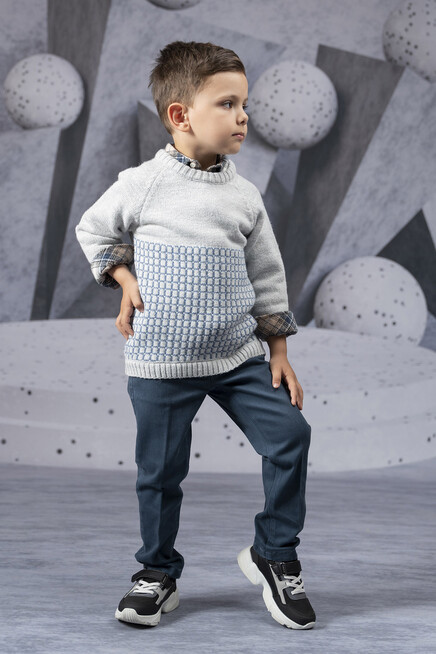 Ekoseli Oduncu Gömlek Kare Desenli Kazak Pantolon Takim