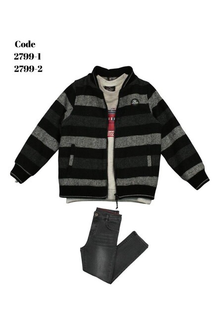 Baskili Sweatshirt Fermuarli Hirka Kot Pantolon Tk