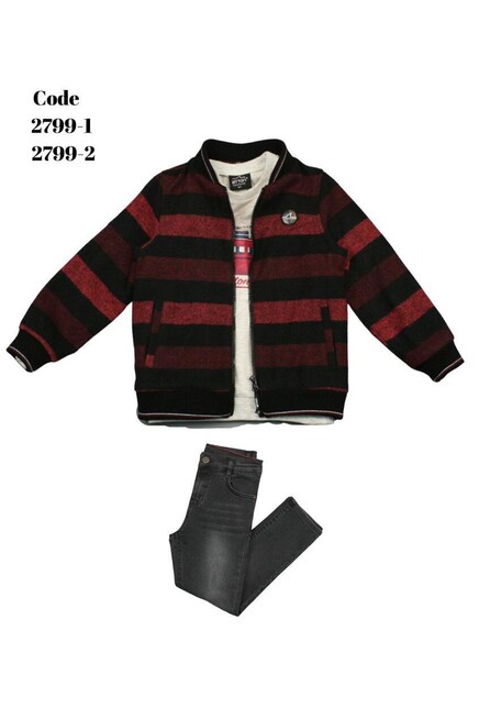 Baskili Sweatshirt Fermuarli Hirka Kot Pantolon Tk